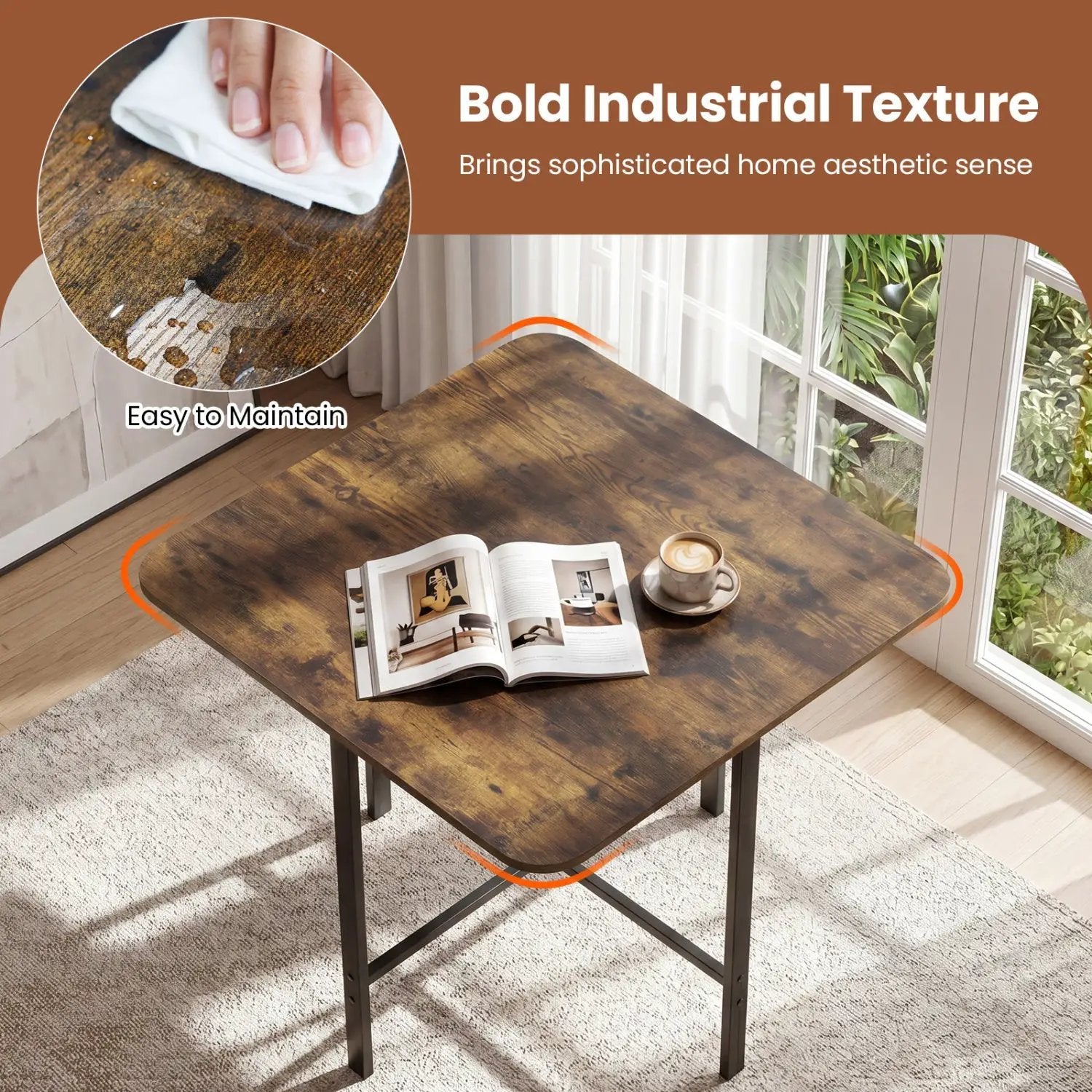 5-Piece Dining Table Set with 4 Upholstered Stools by DirectDeals