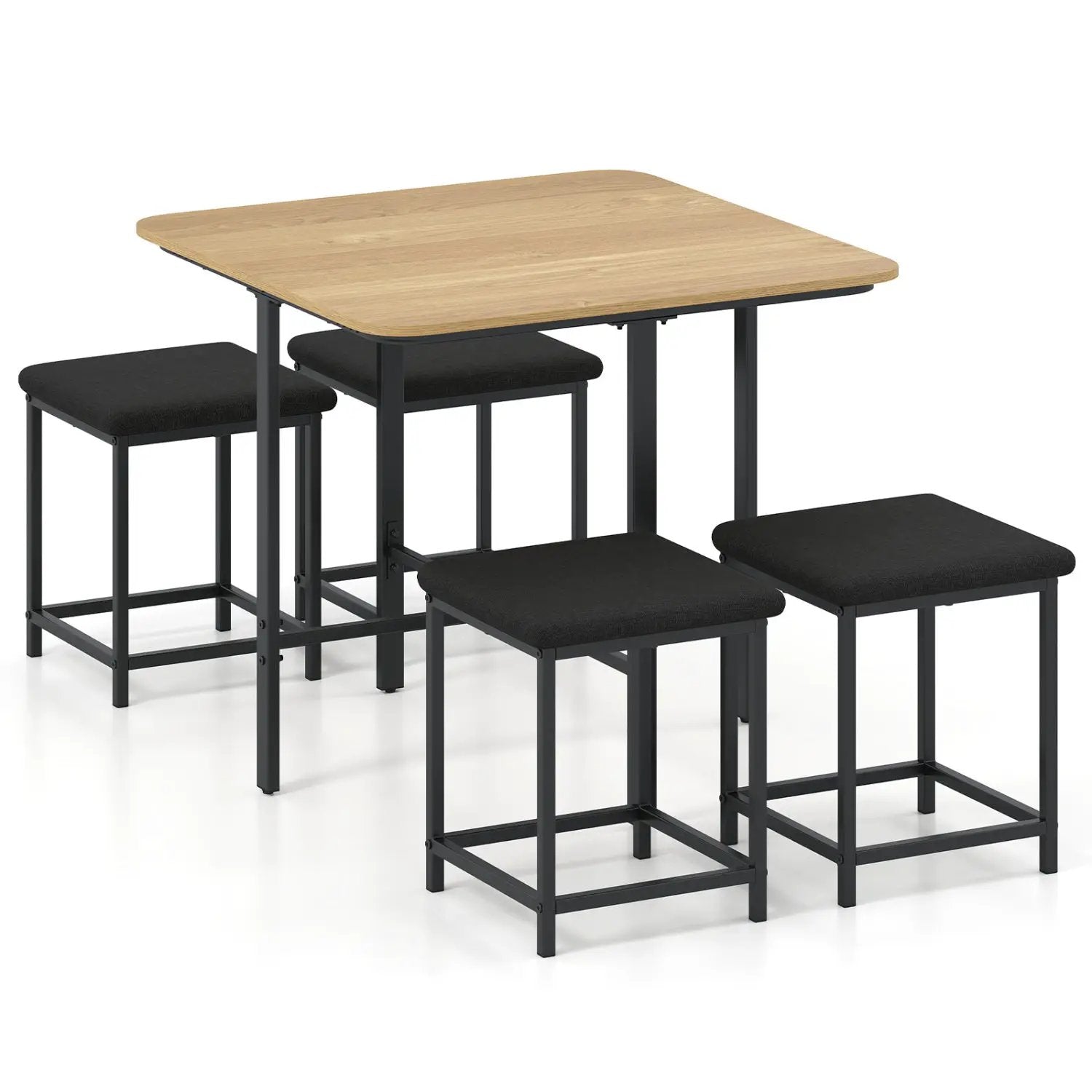 5-Piece Dining Table Set with 4 Upholstered Stools by DirectDeals