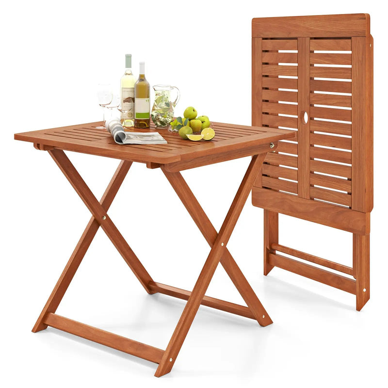29.5 Inch x 29.5 Inch Patio Dining Table with Teak Painting and Umbrella Hole by DirectDeals