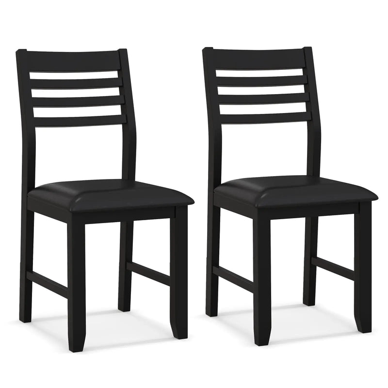 Wooden Dining Chair Set of 2 with Rubber Wood Frame and Padded Cushion by DirectDeals