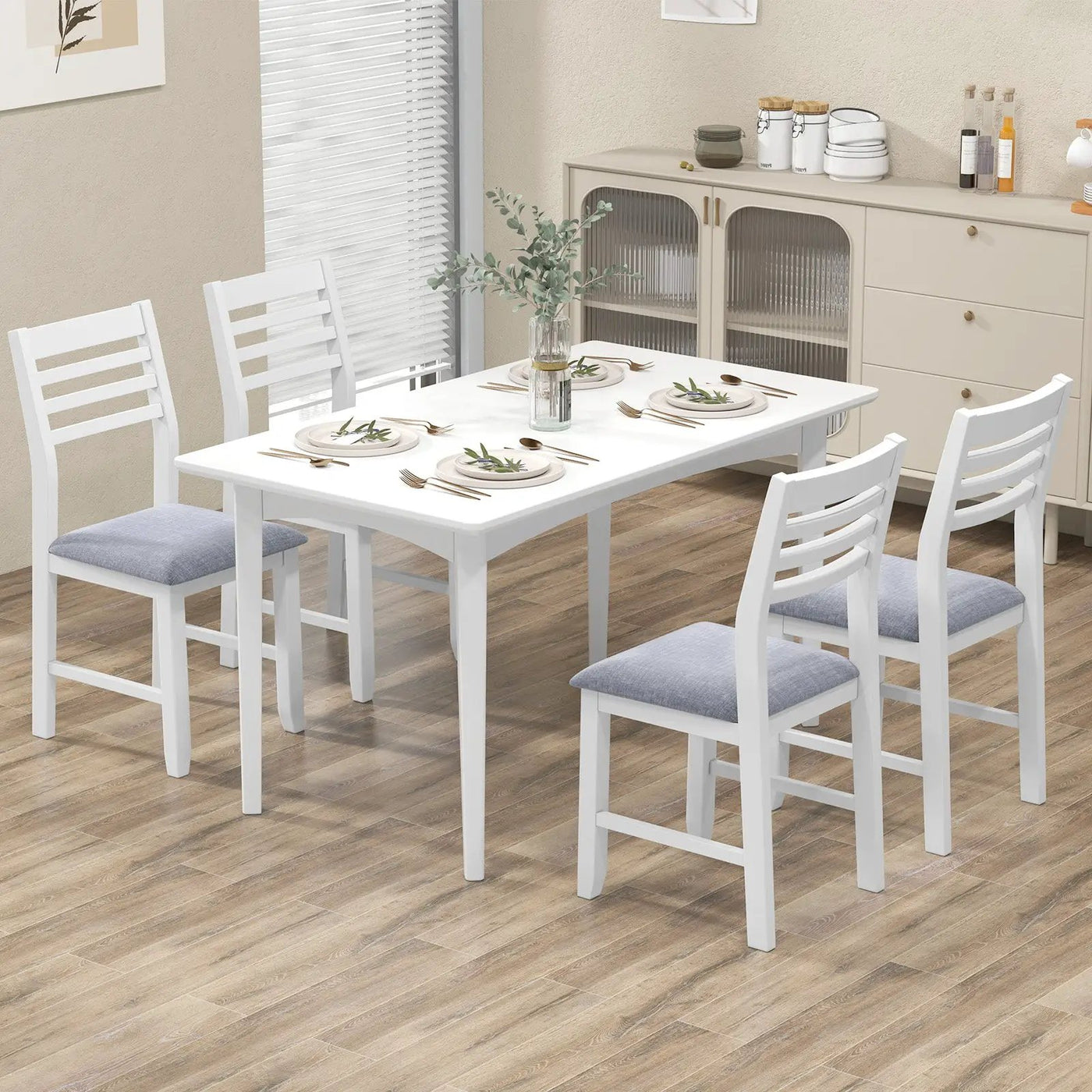 Wooden Dining Chair Set of 2 with Rubber Wood Frame and Padded Cushion by DirectDeals