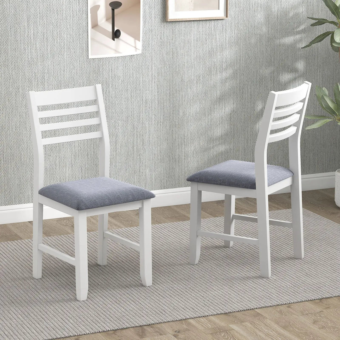 Wooden Dining Chair Set of 2 with Rubber Wood Frame and Padded Cushion by DirectDeals