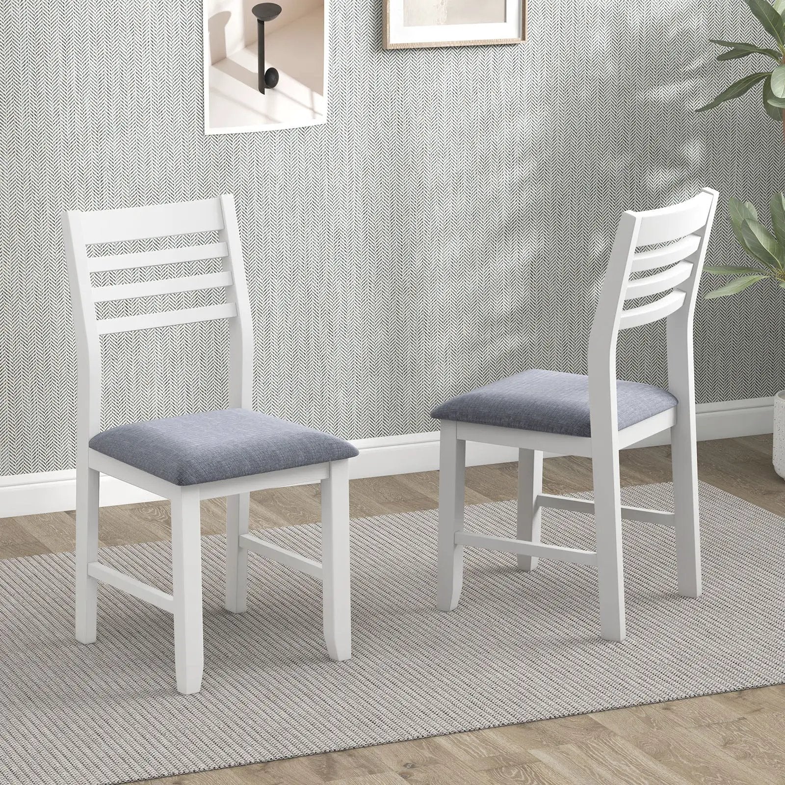 Wooden Dining Chair Set of 2 with Rubber Wood Frame and Padded Cushion by DirectDeals