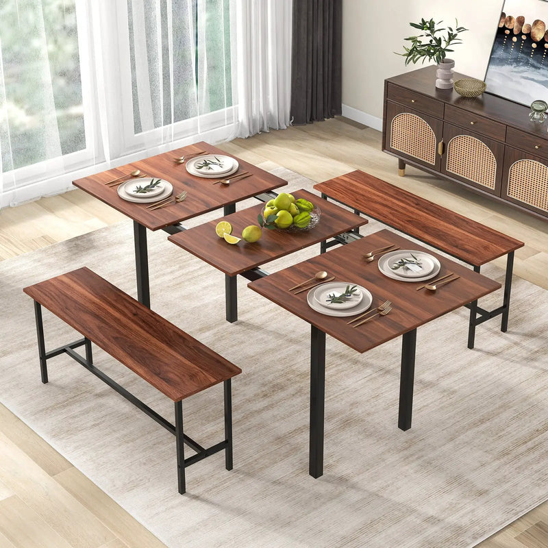 3-Piece Extendable Dining Table Set with 2 Benches by DirectDeals