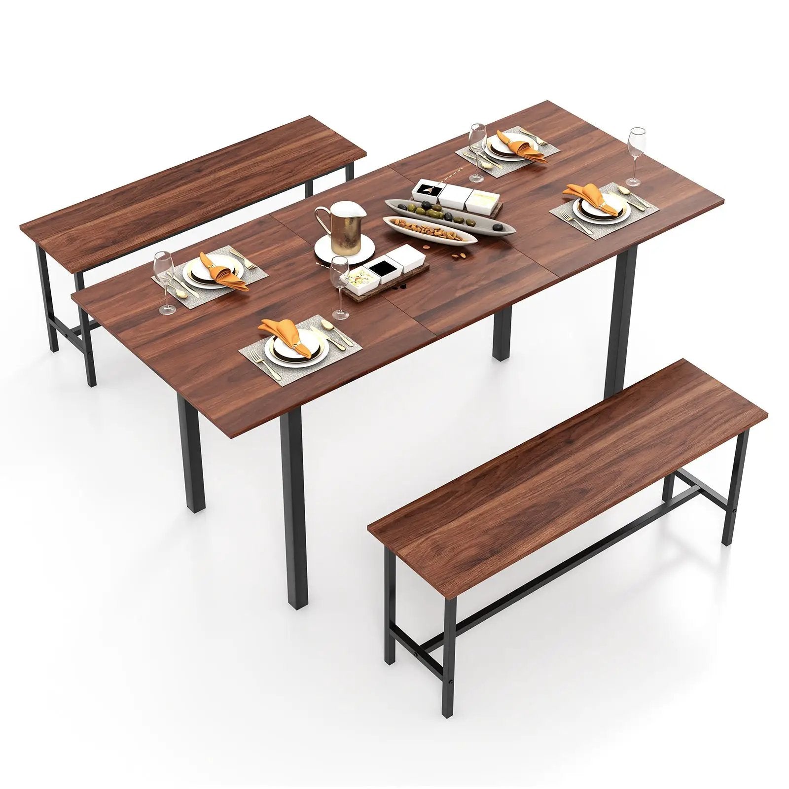 3-Piece Extendable Dining Table Set with 2 Benches by DirectDeals