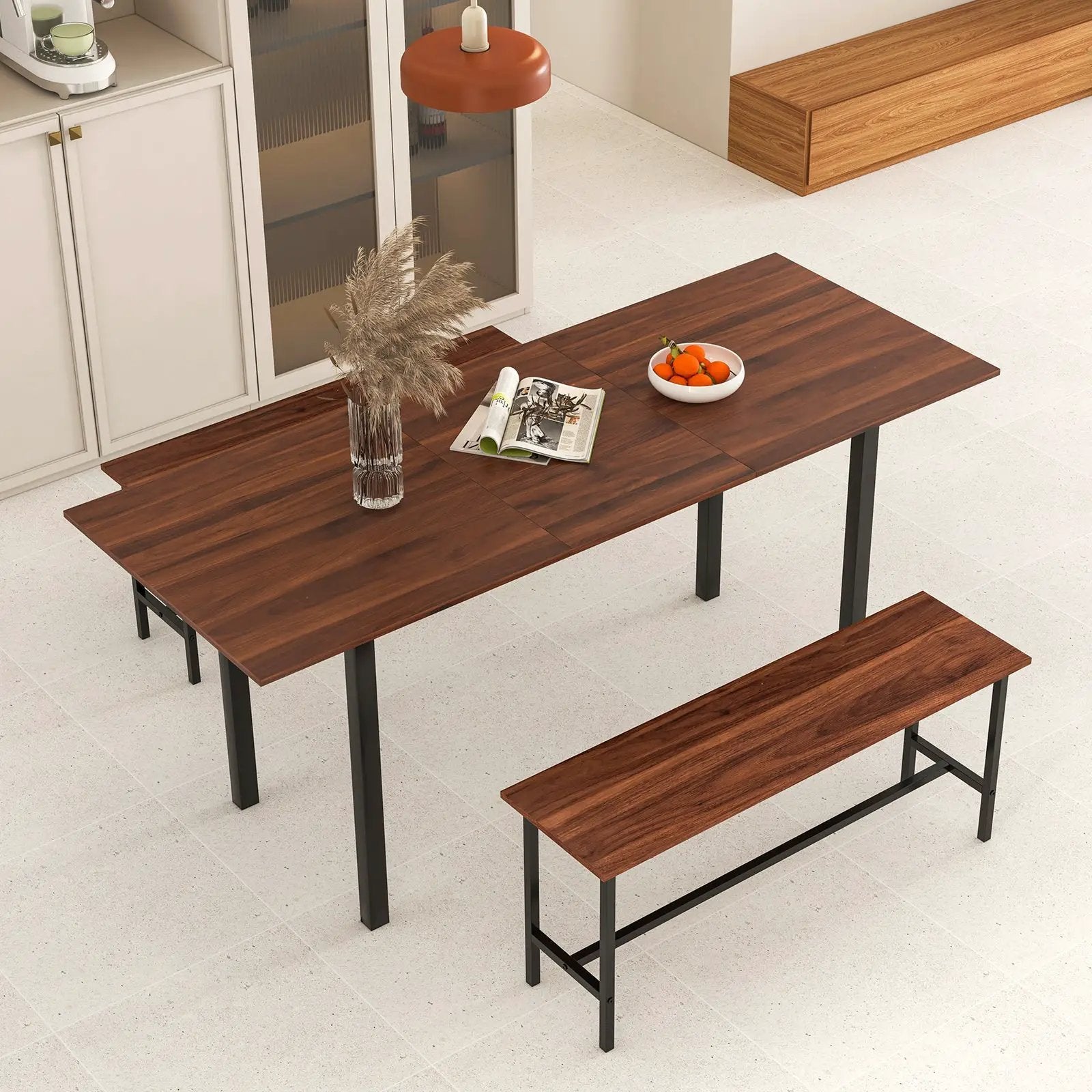 3-Piece Extendable Dining Table Set with 2 Benches by DirectDeals