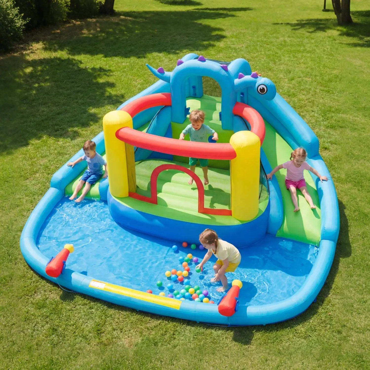 Dinosaur-themed Inflatable Water Slide Park Kids Inflatable Bounce House by DirectDeals
