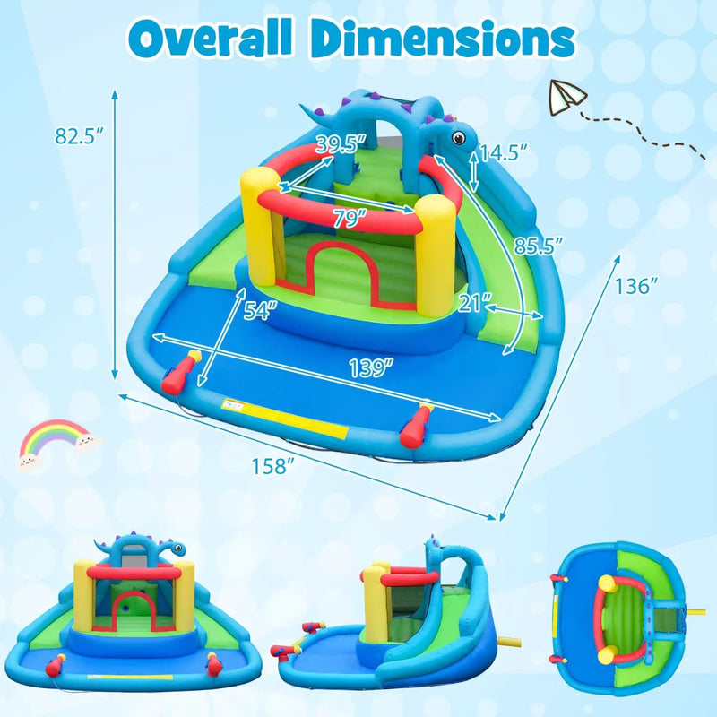 Dinosaur-themed Inflatable Water Slide Park Kids Inflatable Bounce House by DirectDeals