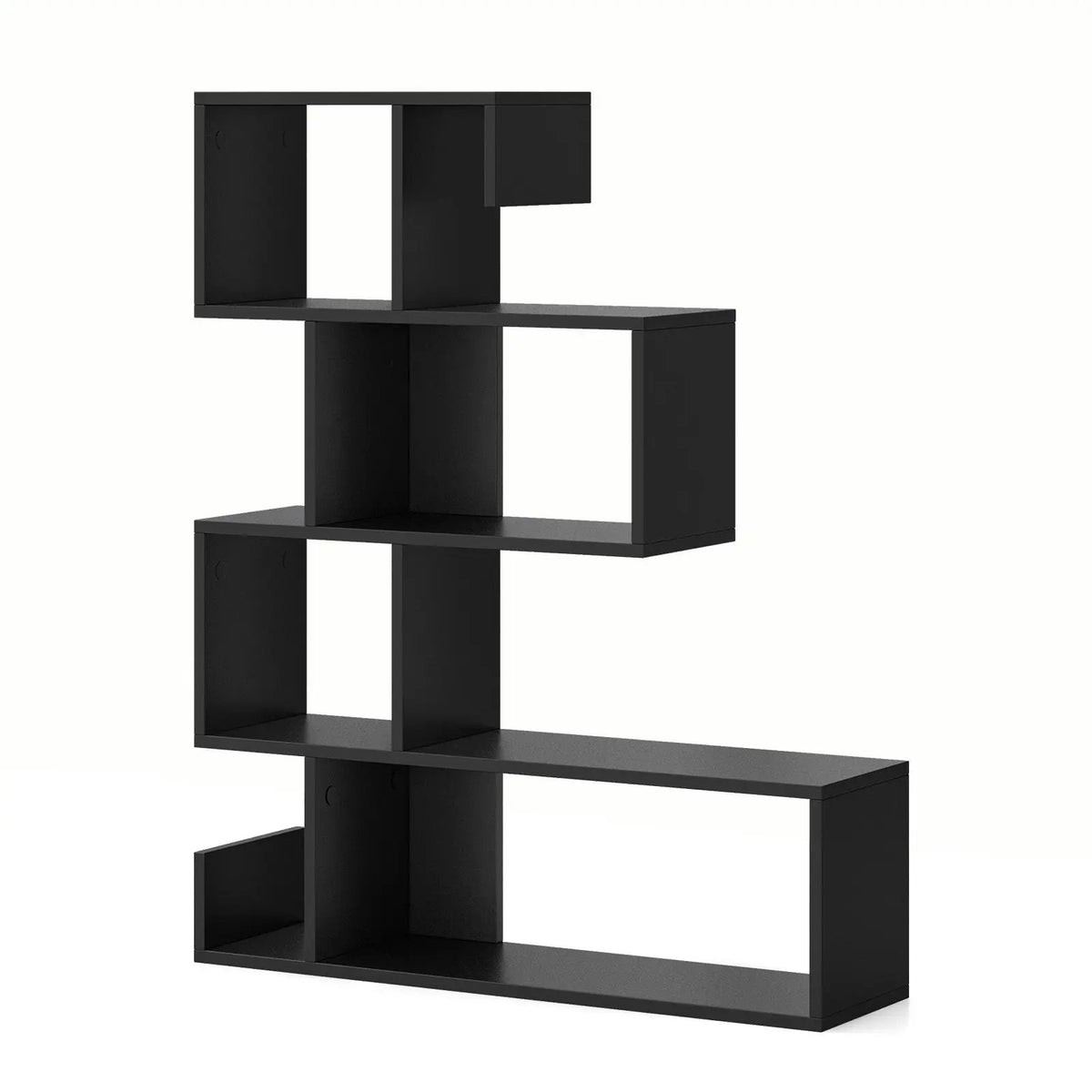5-Tier S-Shaped Bookshelf Geometric Z-Shelf Bookcase with Open Cubes by DirectDeals