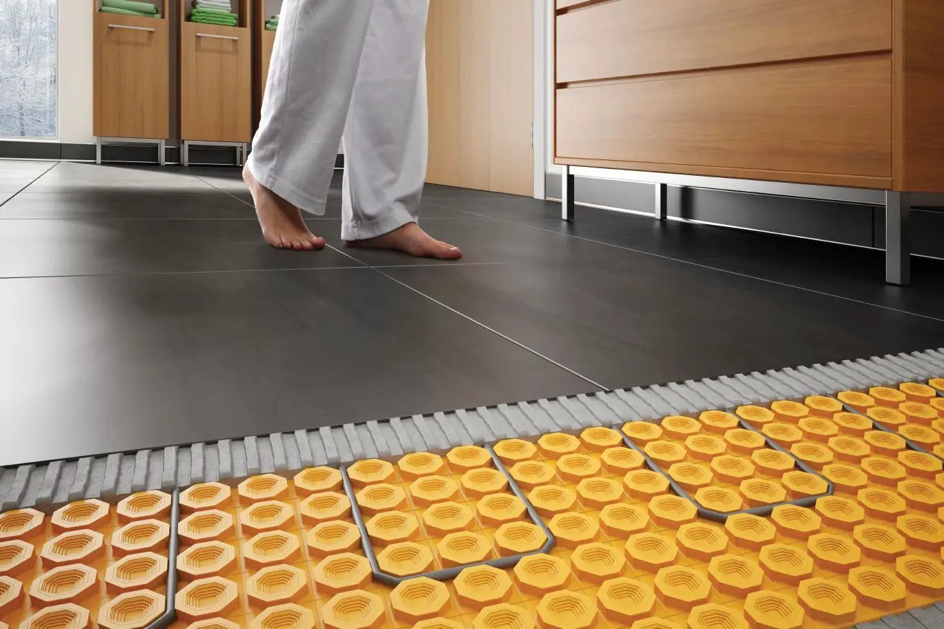 Electric Radiant Floor Heating Cables used with DITRA-HEAT Membrane by The Original Granite Bracket