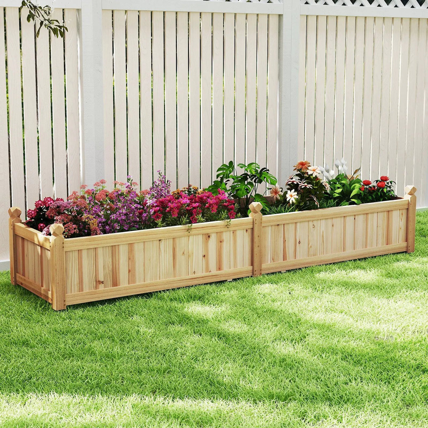 91 x 24 x 16 Inch Divisible Planter Box with Corner Drainage and Non-woven Liner for Growing Vegetables by DirectDeals