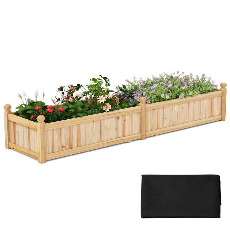 91 x 24 x 16 Inch Divisible Planter Box with Corner Drainage and Non-woven Liner for Growing Vegetables by DirectDeals