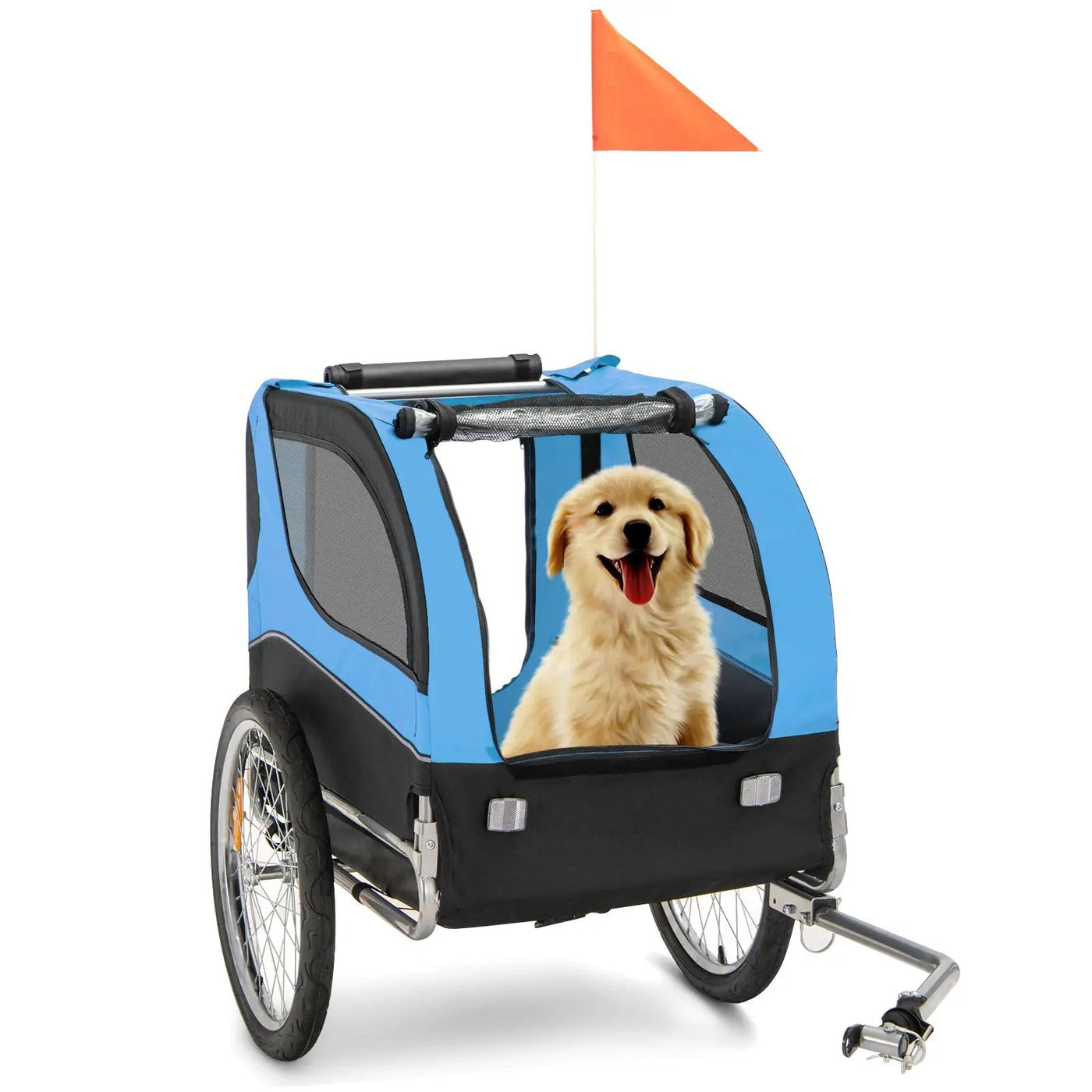 Dog Bike Trailer Foldable Pet Cart with 3 Entrances for Travel by DirectDeals