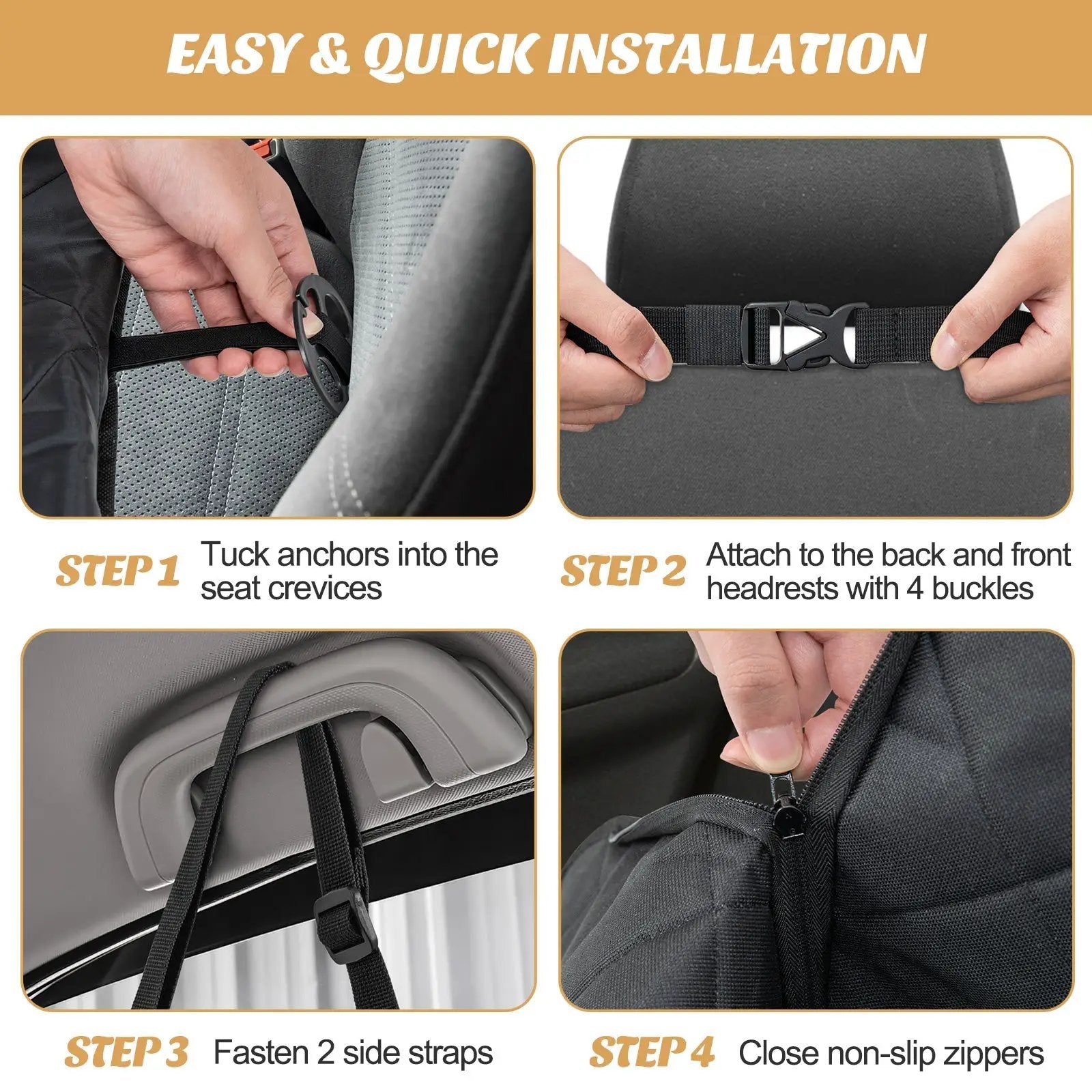 Dog Car Seat Cover Protector for Back Seat with Mesh Windows-Black by DirectDeals