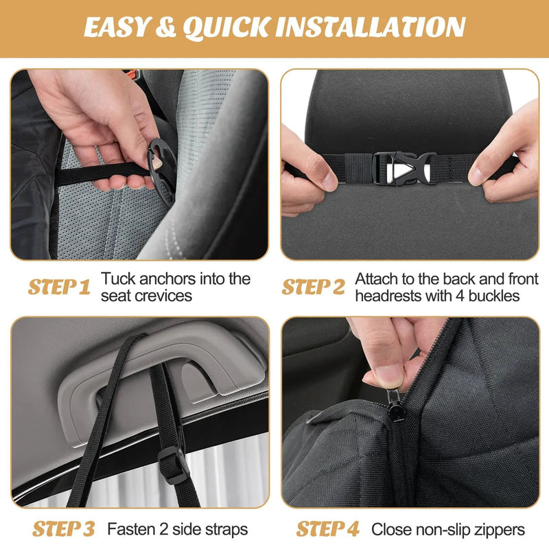 Dog Car Seat Cover Protector for Back Seat with Mesh Windows-Black by DirectDeals
