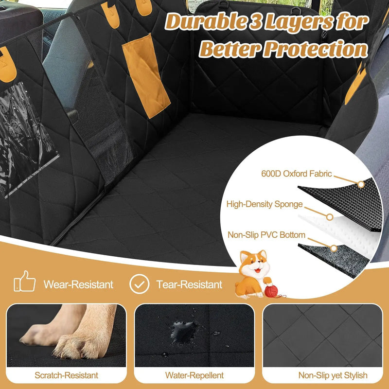 Dog Car Seat Cover Protector for Back Seat with Mesh Windows-Black by DirectDeals