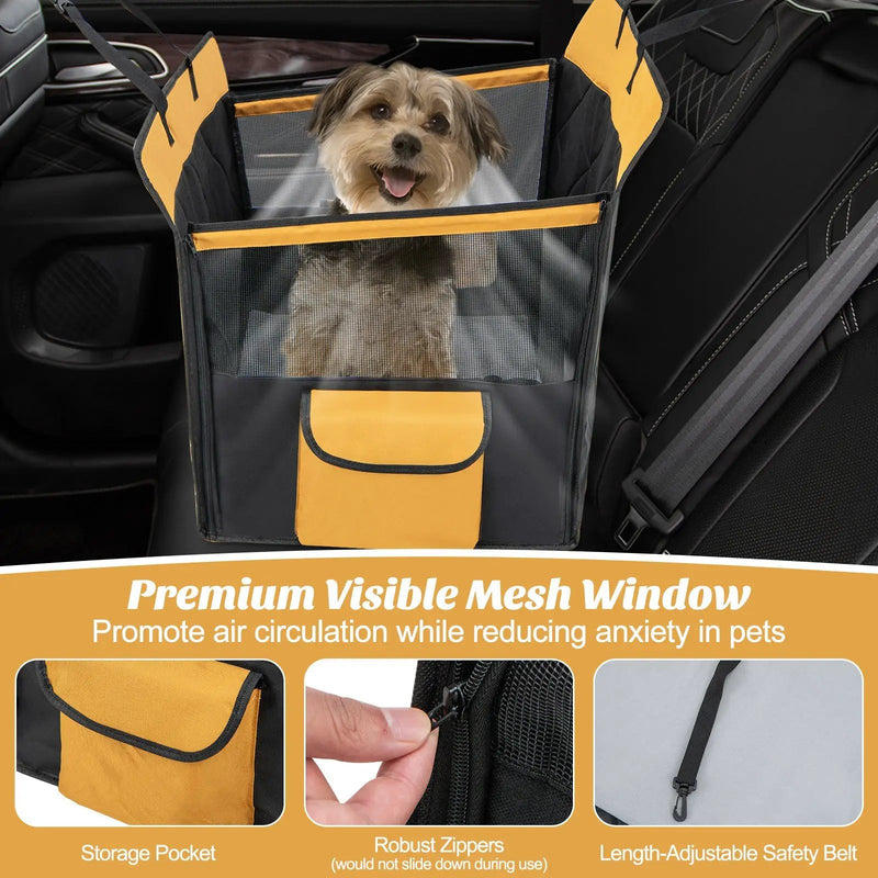 Dog Car Seat Cover with Mesh Window for Small and Medium Dogs-Black by DirectDeals