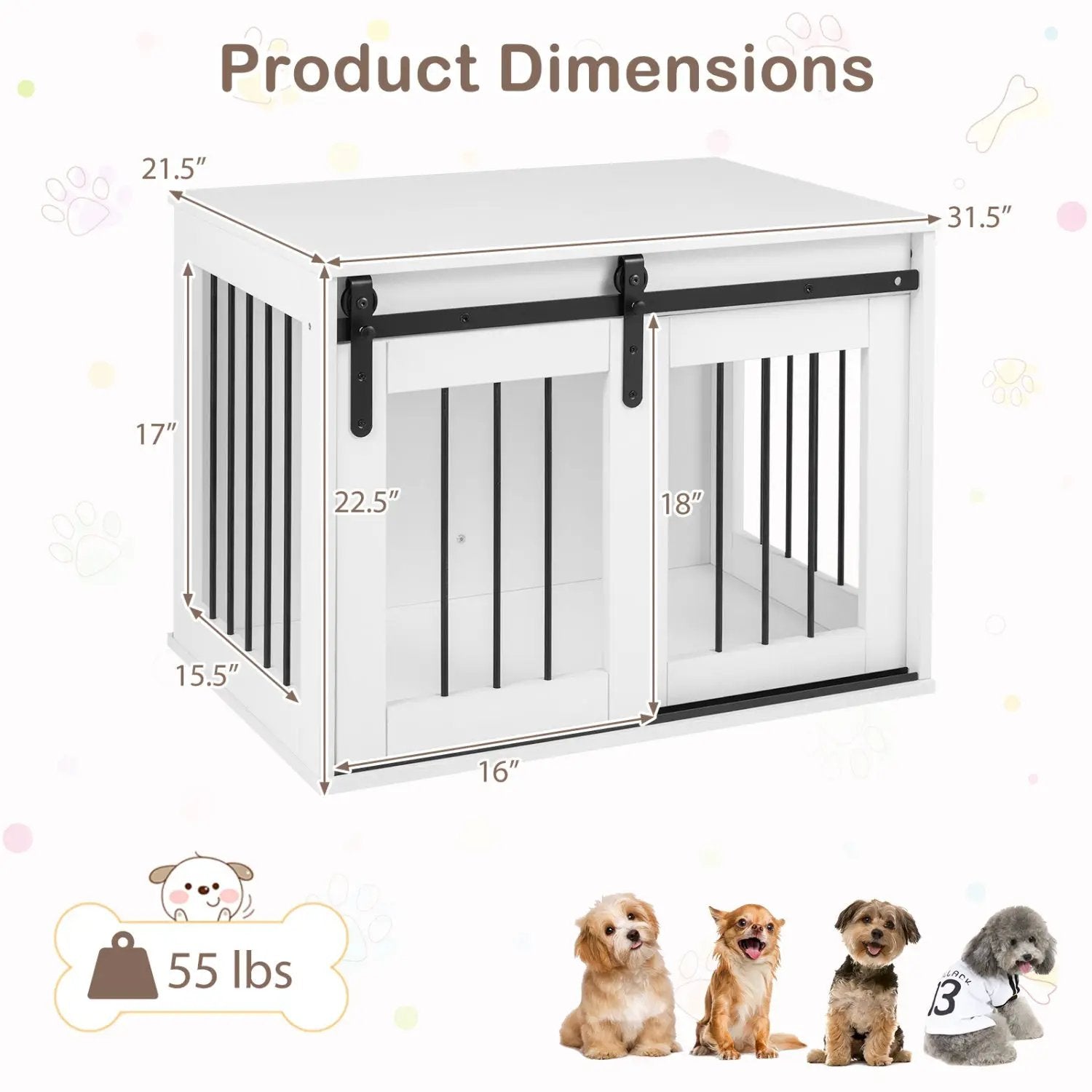 Dog Crate Furniture Heavy Duty Dog Kennel with Sliding Barn Door by DirectDeals