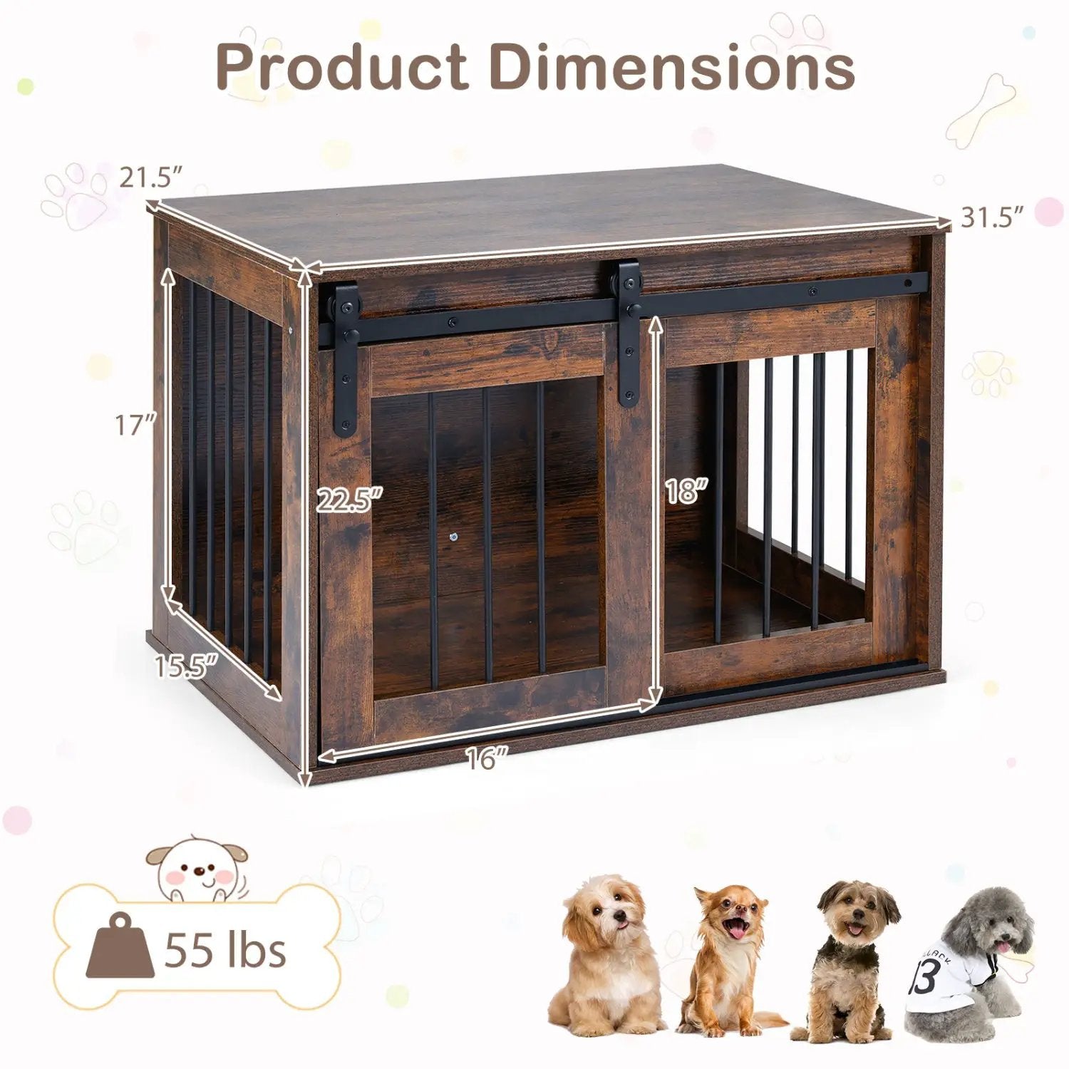 Dog Crate Furniture Heavy Duty Dog Kennel with Sliding Barn Door by DirectDeals