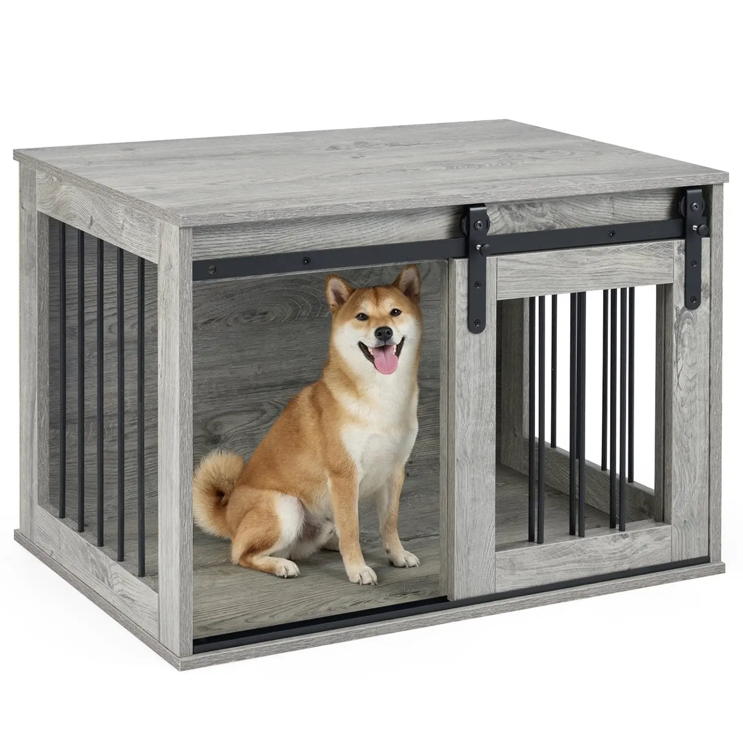Dog Crate Furniture Heavy Duty Dog Kennel with Sliding Barn Door by DirectDeals
