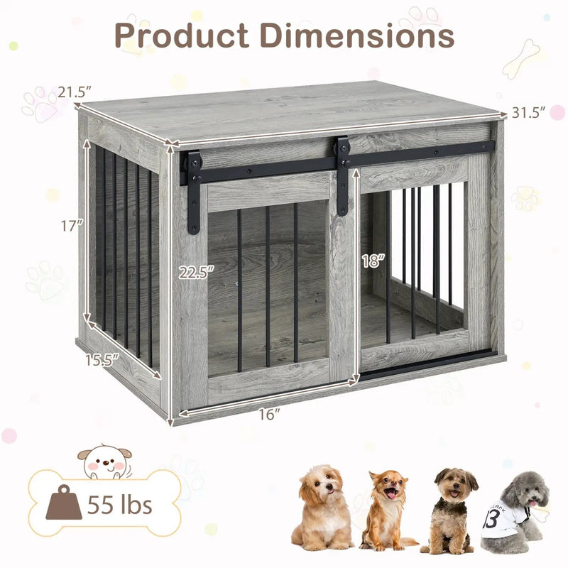 Dog Crate Furniture Heavy Duty Dog Kennel with Sliding Barn Door by DirectDeals