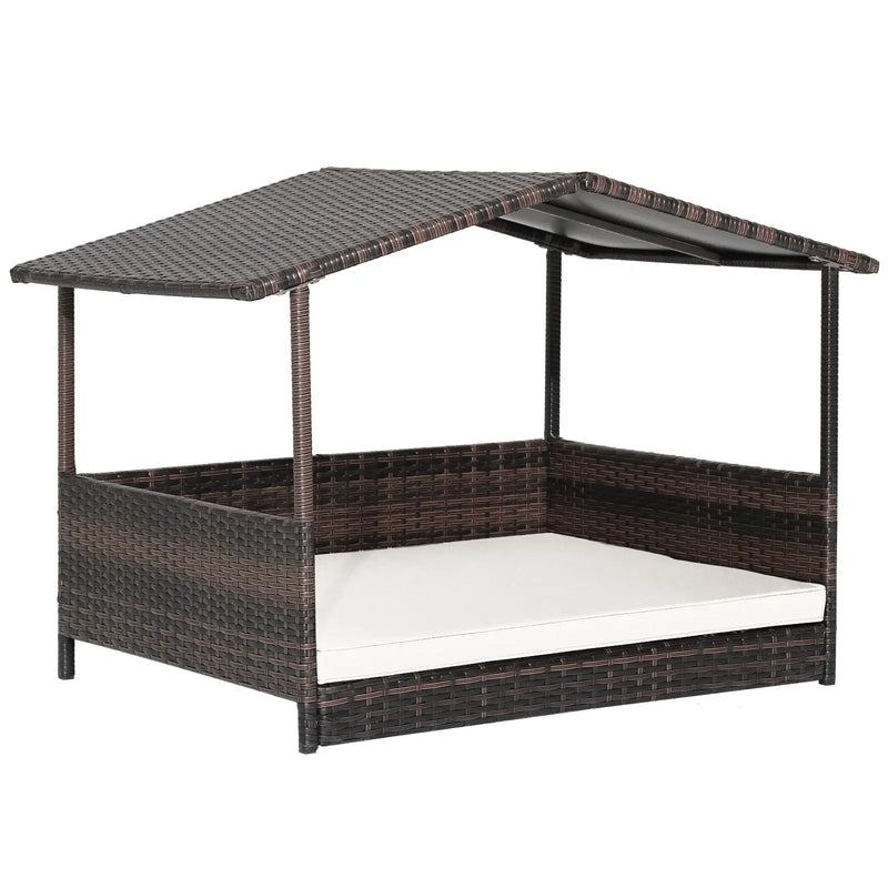 Wicker Dog House with Waterproof Roof and Washable Cushion Cover by DirectDeals