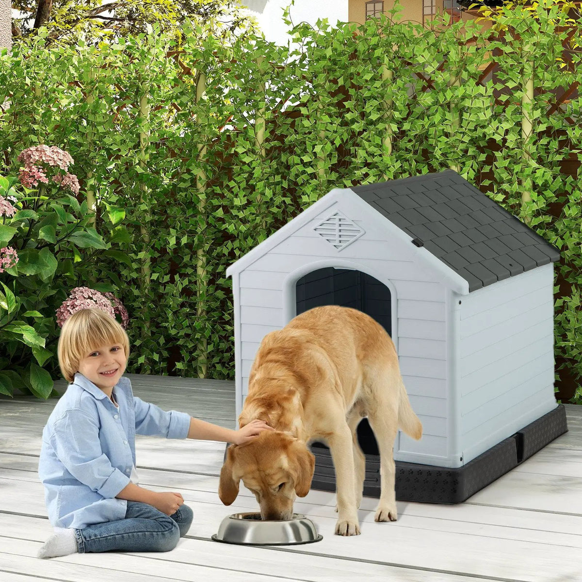 Dog House for Small Dogs Waterproof Plastic with Elevated Floor by DirectDeals