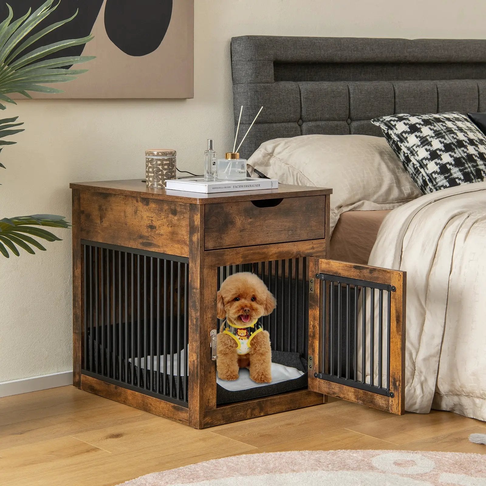 2-In-1 Dog House with Drawer and Wired Wireless Charging by DirectDeals