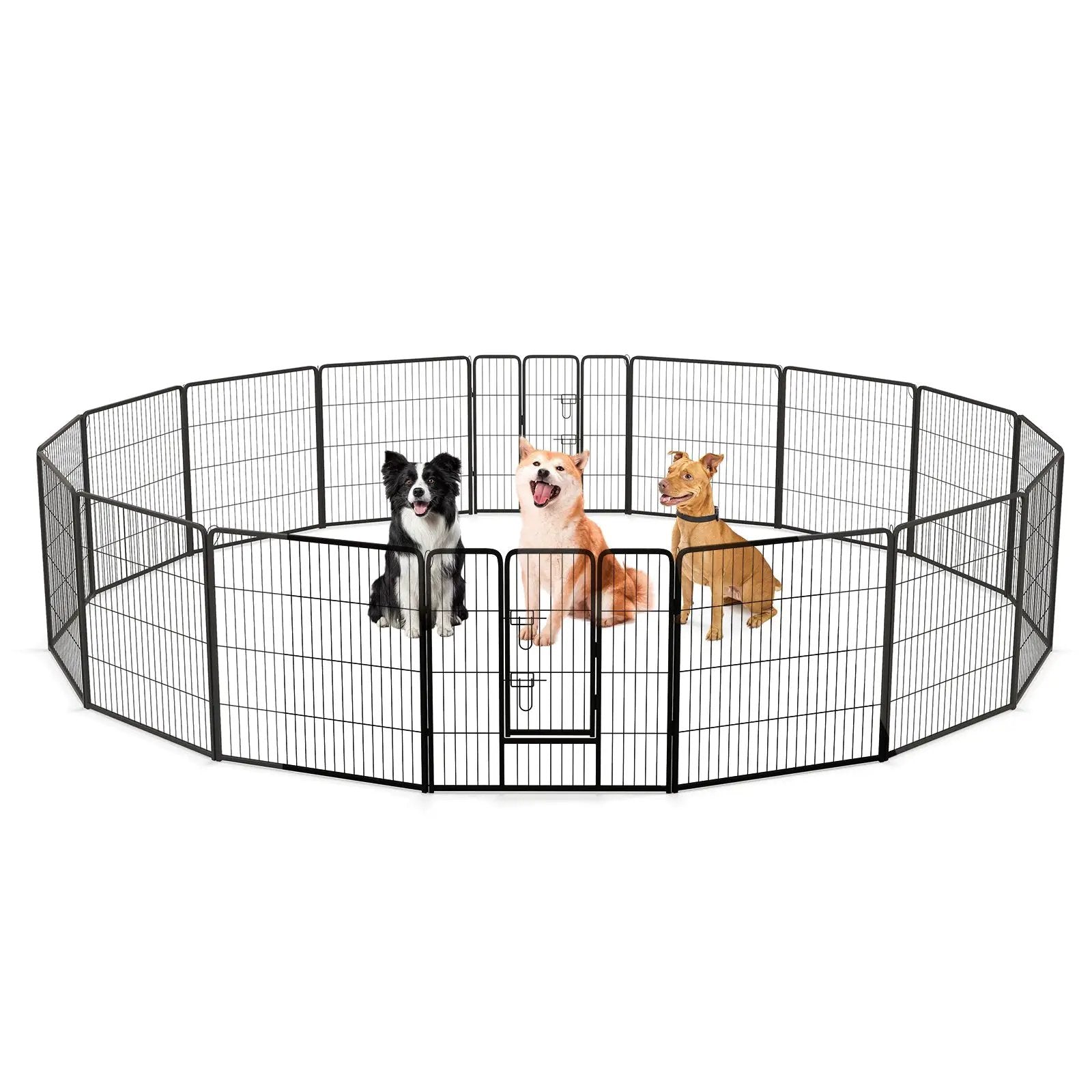 16 Panel 24/32/40 Inches Height Dog Playpen with Lock and Large Door by DirectDeals
