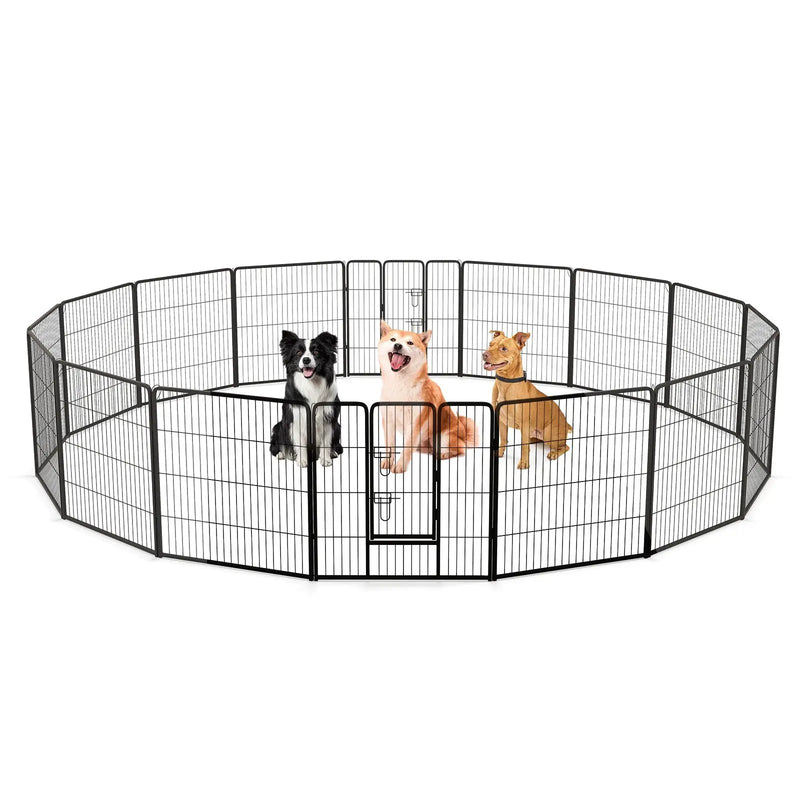 16 Panel 24/32/40 Inches Height Dog Playpen with Lock and Large Door by DirectDeals