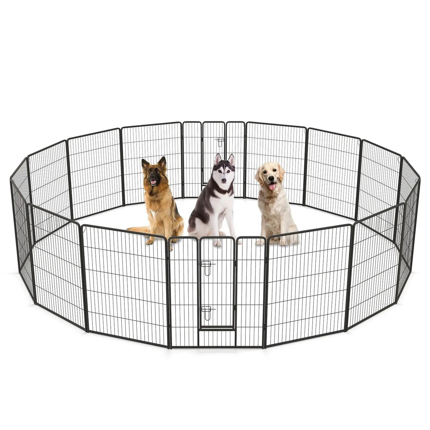16 Panel 24/32/40 Inches Height Dog Playpen with Lock and Large Door by DirectDeals