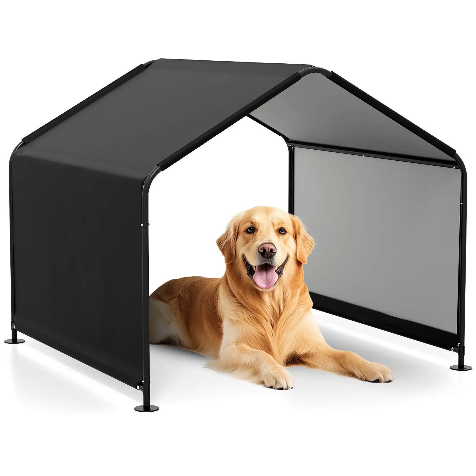 Dog Shade Shelter with Waterproof Roof for Large Medium Small Breeds-Black by DirectDeals
