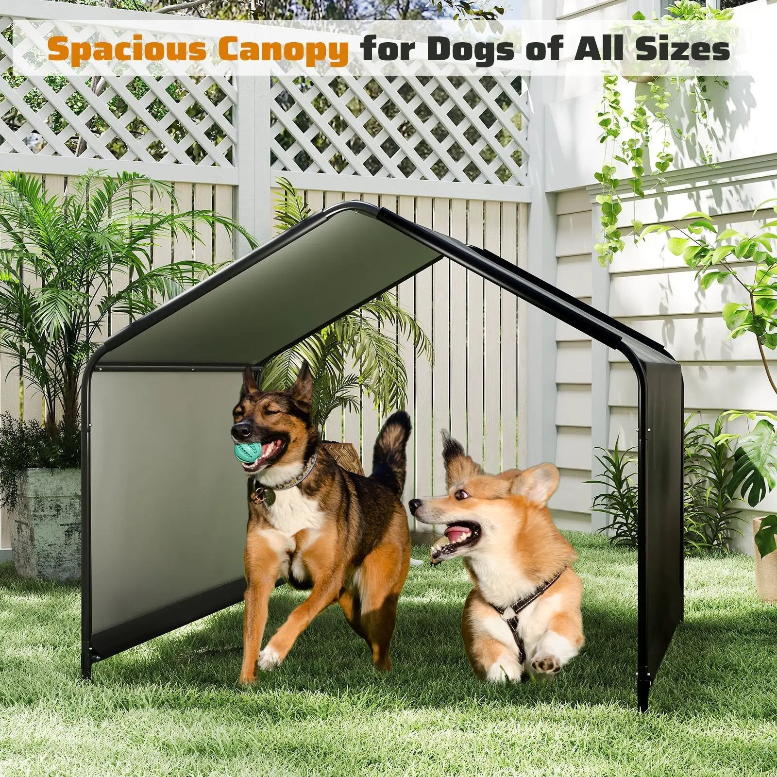Dog Shade Shelter with Waterproof Roof for Large Medium Small Breeds-Black by DirectDeals