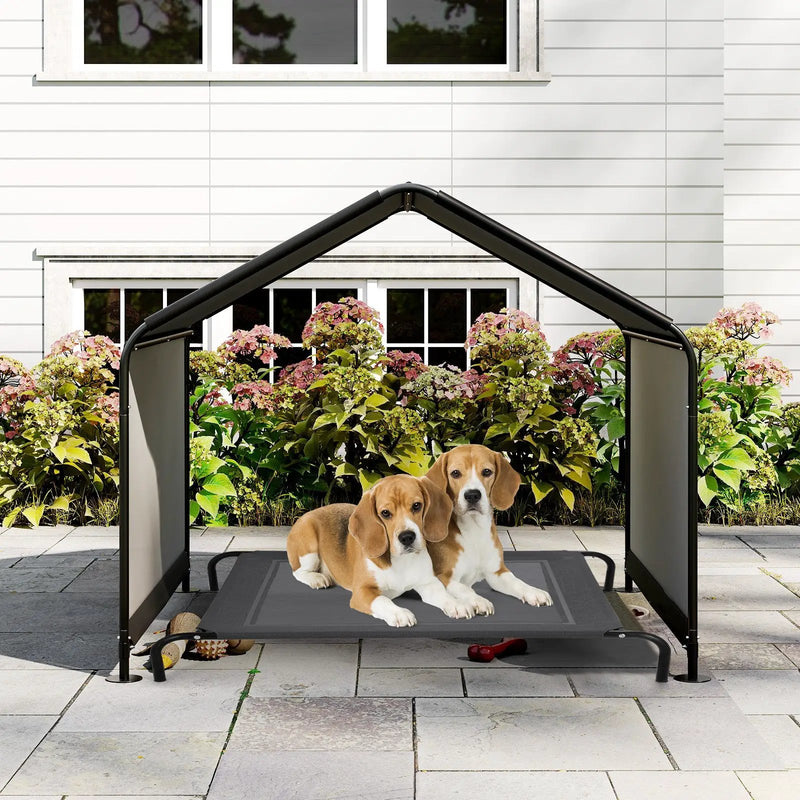 Dog Shade Shelter with Waterproof Roof for Large Medium Small Breeds-Black by DirectDeals