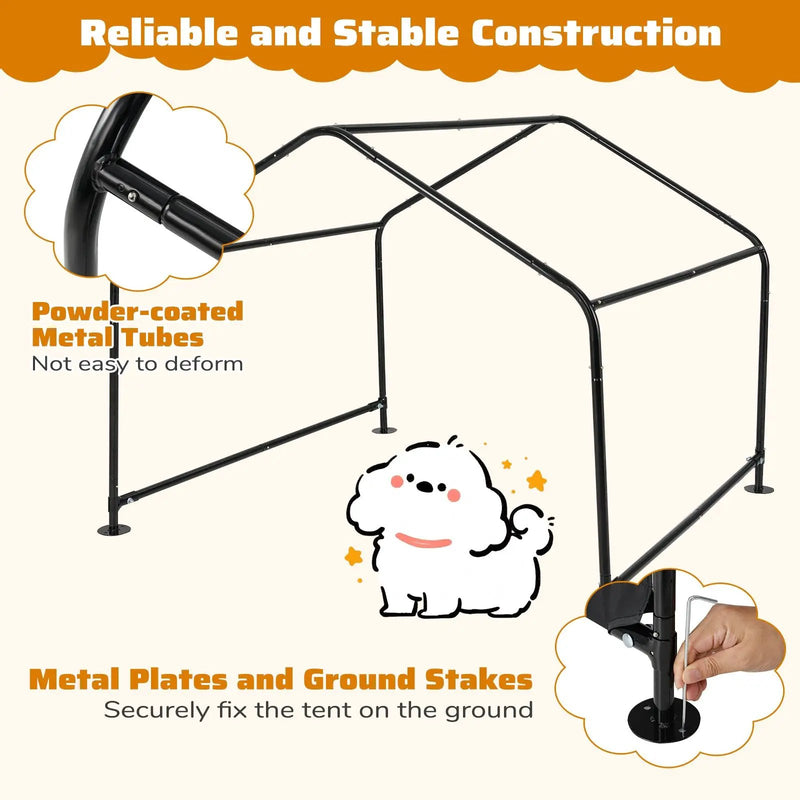 Dog Shade Shelter with Waterproof Roof for Large Medium Small Breeds-Black by DirectDeals