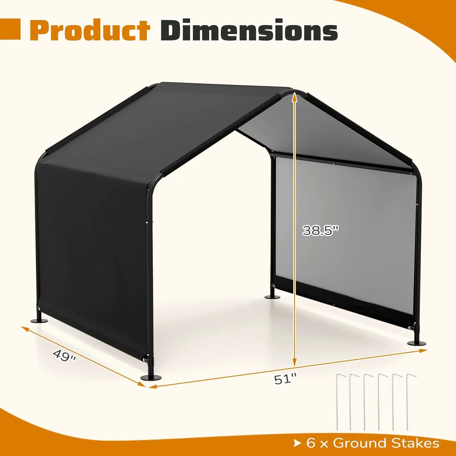 Dog Shade Shelter with Waterproof Roof for Large Medium Small Breeds-Black by DirectDeals