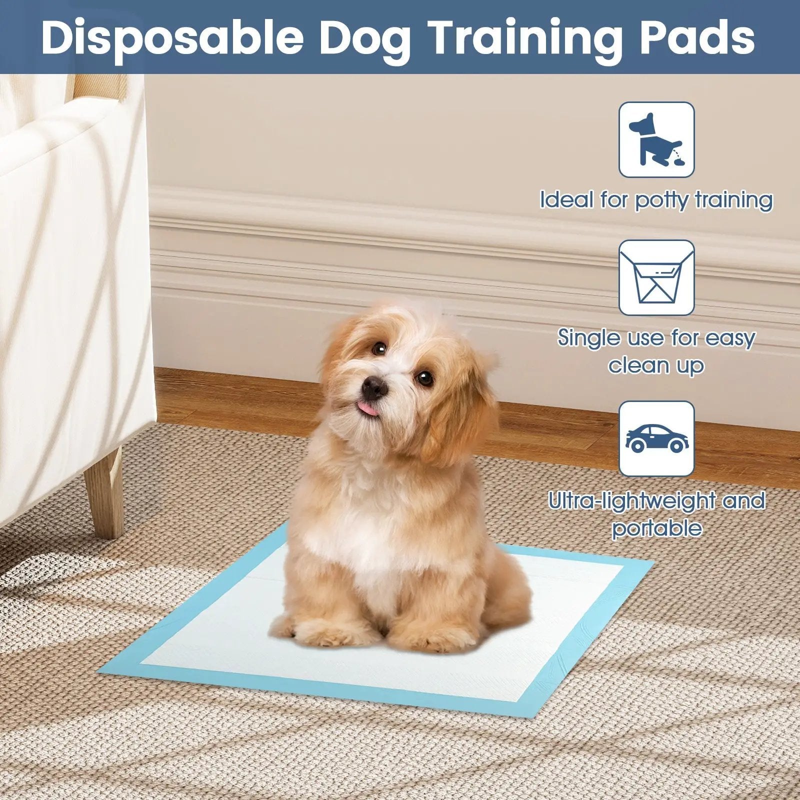 Dog and Puppy Pee Pads 18" x 13" (300 Counts) for Potty Training-Blue by DirectDeals