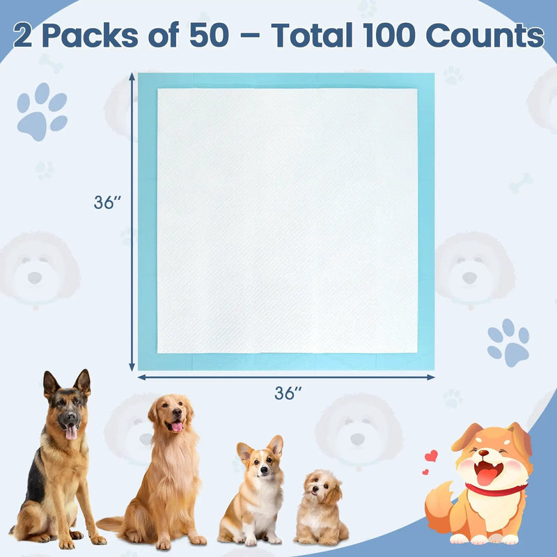 Dog and Puppy Pee Pads 36" x 36" (100 Counts) for Potty Training-Blue by DirectDeals