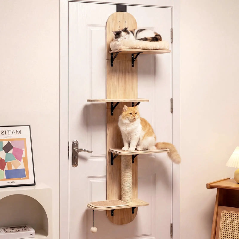 Door Hanging Cat Climber 4-level Height Adjustable with Plush Bed by DirectDeals