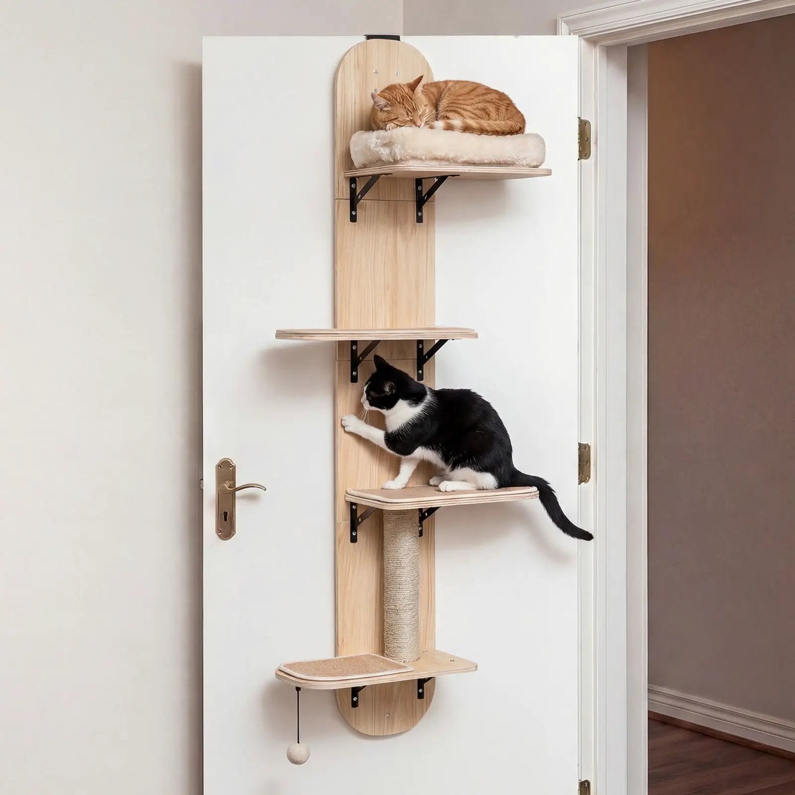 Door Hanging Cat Climber 4-level Height Adjustable with Plush Bed by DirectDeals