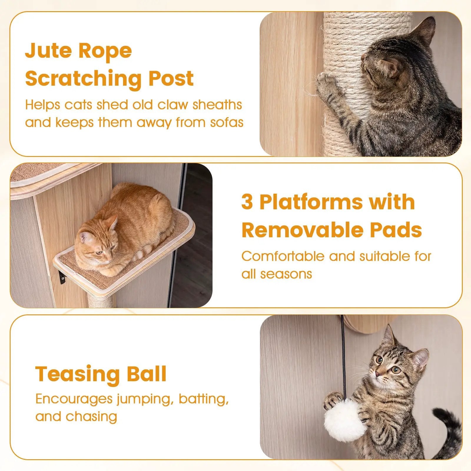Door Hanging Cat Climber 4-level Height Adjustable with Plush Bed by DirectDeals