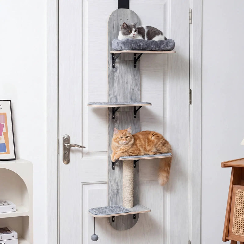 Door Hanging Cat Climber 4-level Height Adjustable with Plush Bed by DirectDeals