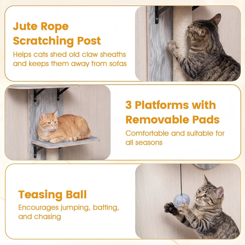 Door Hanging Cat Climber 4-level Height Adjustable with Plush Bed by DirectDeals