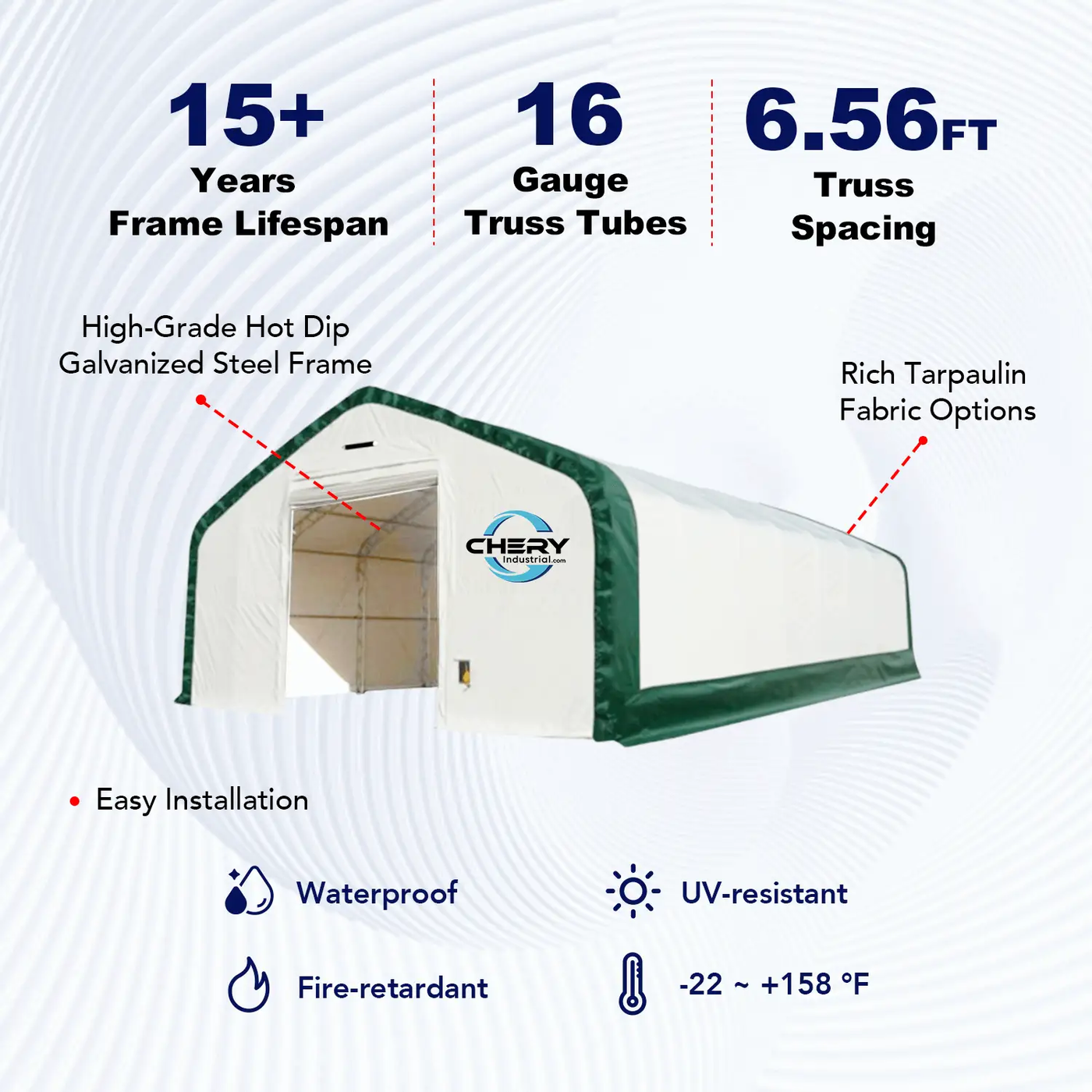 W20'xL33'xH16' Double Truss Storage Shelter by Chery Industrial