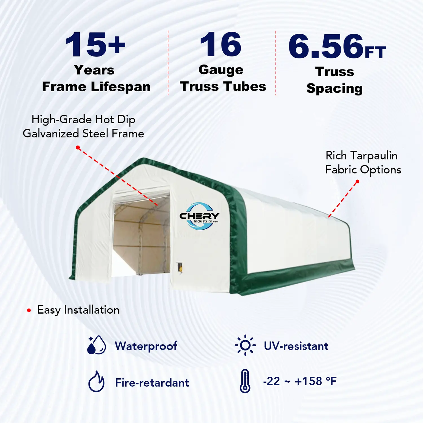 W20'xL40'xH16' Double Truss Storage Shelter by Chery Industrial