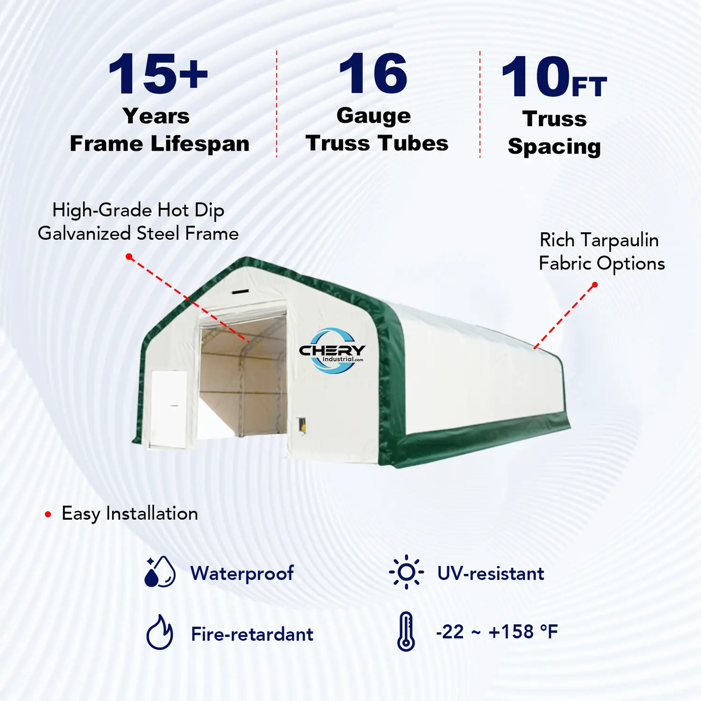 W30'xL80'xH20' Double Truss Storage Shelter by Chery Industrial