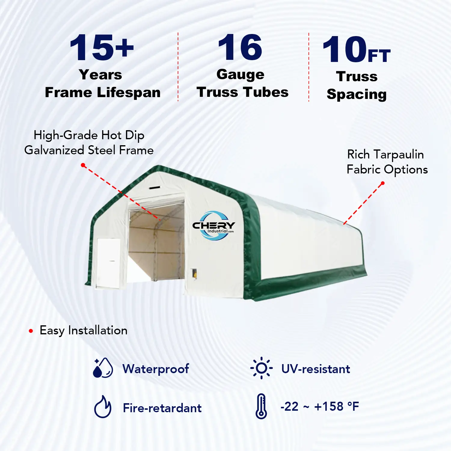 W30'xL80'xH20' Double Truss Storage Shelter by Chery Industrial