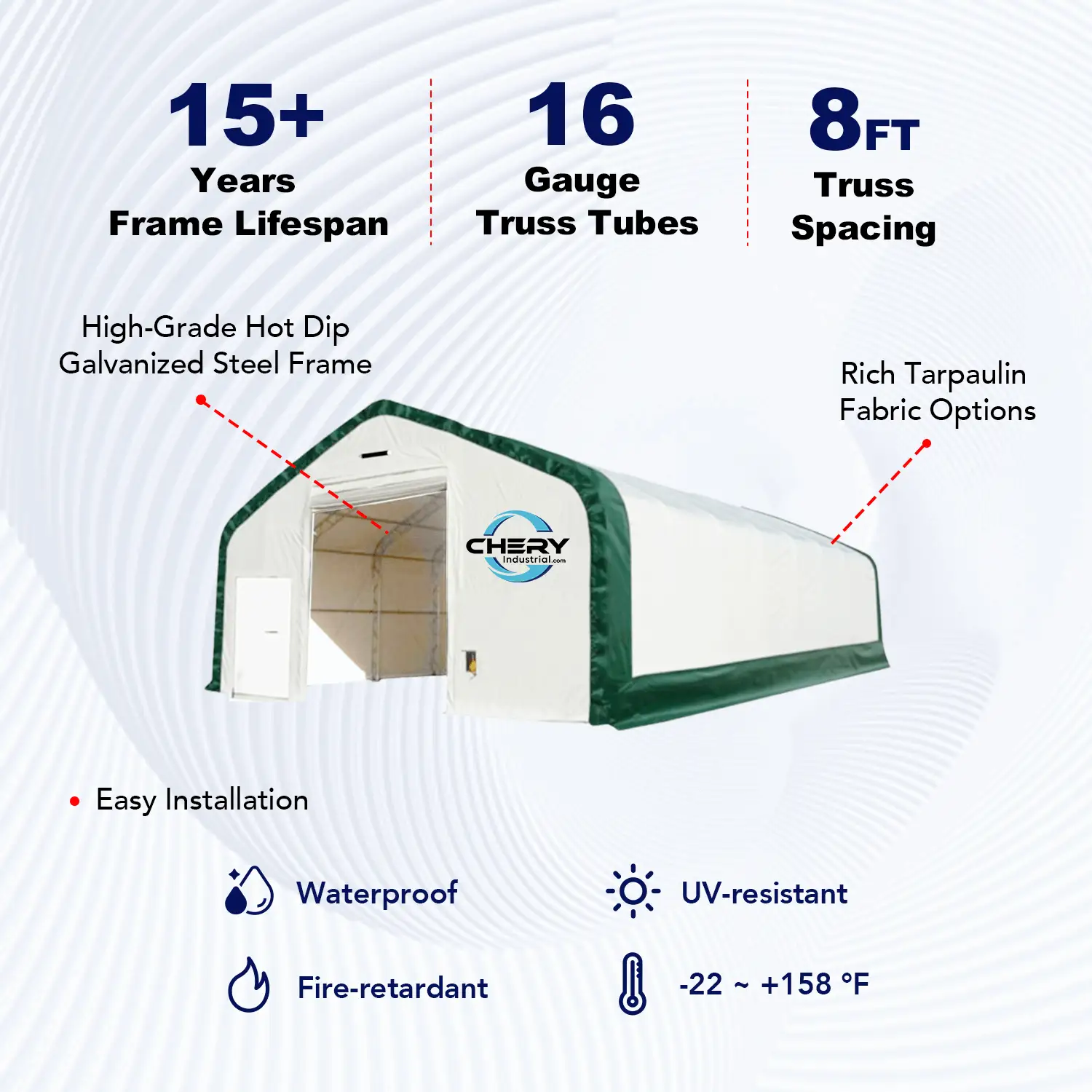 W40'xL64'xH23' Double Truss Storage Shelter by Chery Industrial