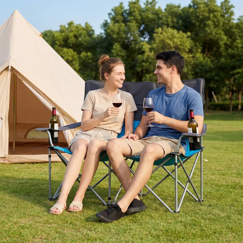 Double Camping Chair with Carry Bag Cup Holders by DirectDeals