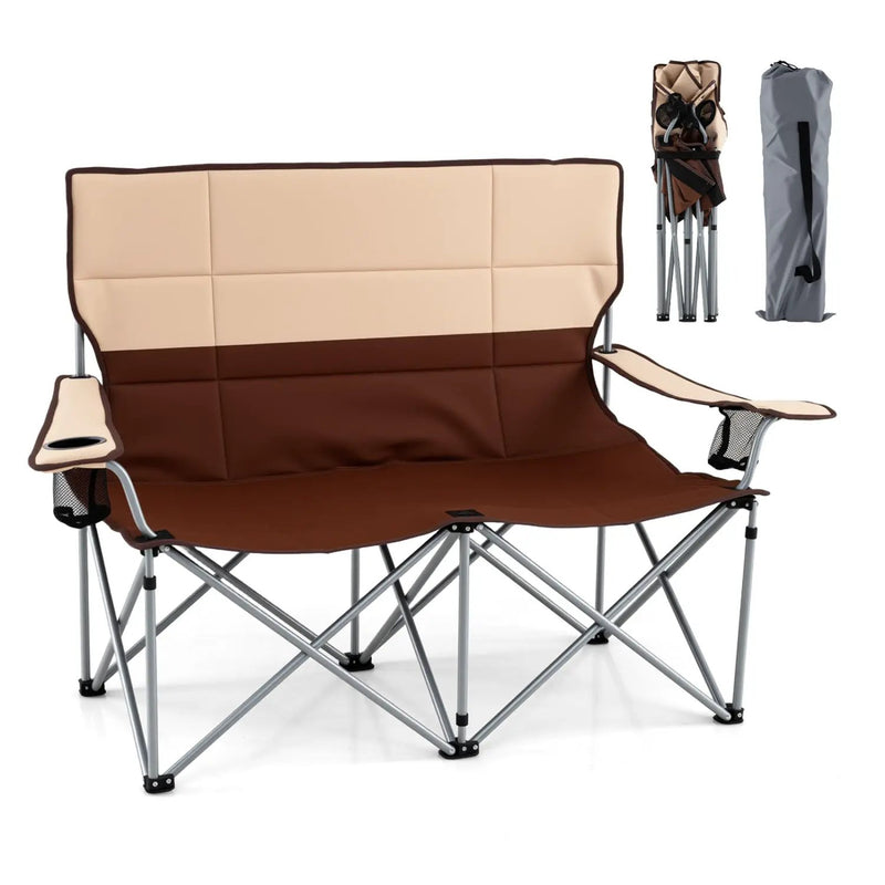 Double Camping Chair with Carry Bag Cup Holders by DirectDeals